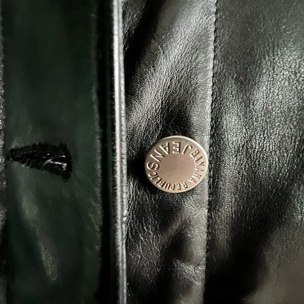 Y2K Banana Republic Black Leather Jacket XS - Picture 5 of 5